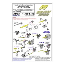 Aber S 1:350 L-055 – Canons pour destroyers allemands classe Narvik type 1936B – Laiton tourné