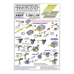 Aber S 1:350 L-054 – Jeu de canons pour destroyers allemands – Laiton tourné