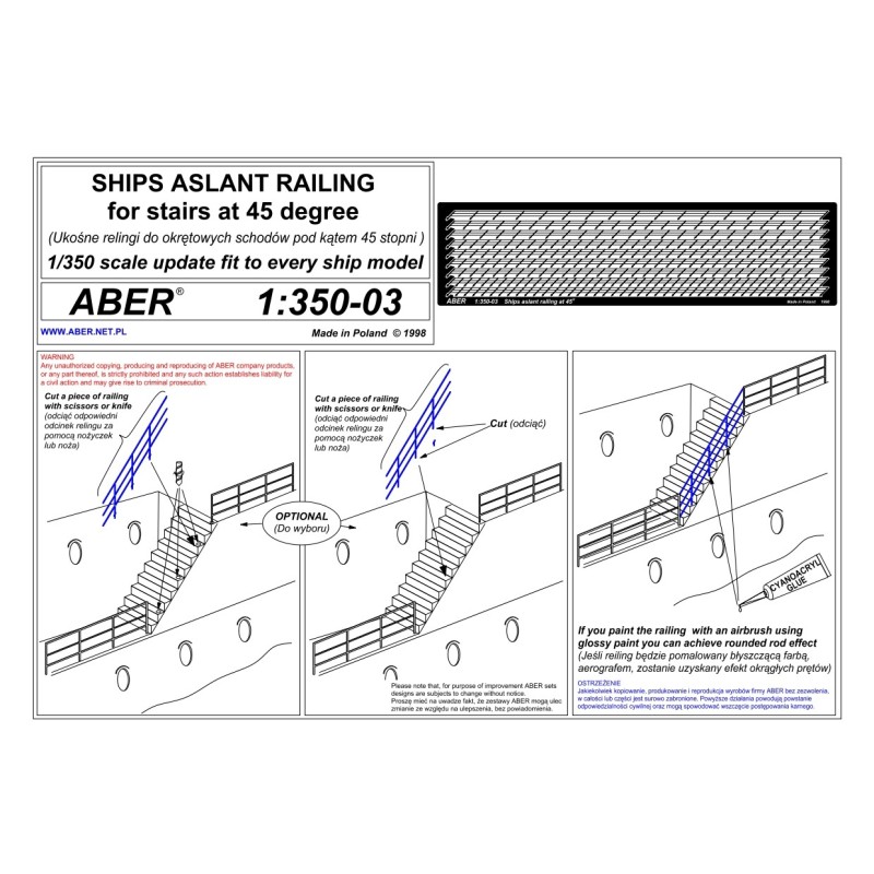 Aber S 1:350-03 – Balustrades obliques à 45° (garde-corps) – Photodécoupe
