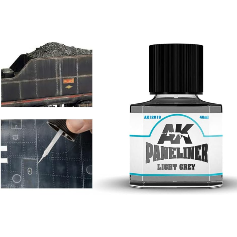 AK Interactive AK12019 – Paneliner Gris Clair 40 ml – Jus de Patine