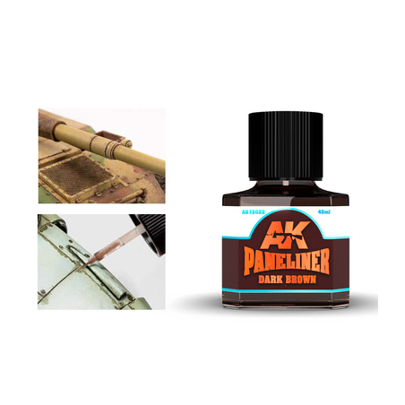 AK Interactive AK12022 – Paneliner Brun Foncé 40 ml – Jus de Patine