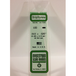 Evergreen EG100 – Bande de polystyrène blanc opaque 0,010" × 0,020"