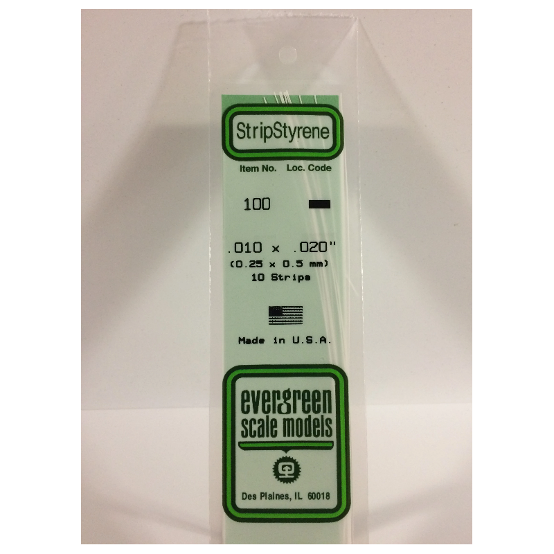Evergreen EG100 - Bande De Polystyrène Blanc Opaque De 0,010" X 0,020