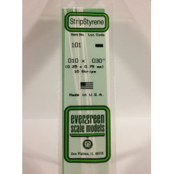 Evergreen EG101 – Bande de polystyrène blanc opaque 0,010" × 0,030"