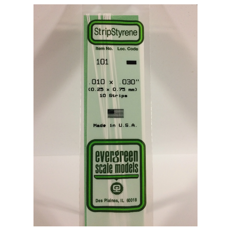 Evergreen EG101 - Bande de polystyrène blanc opaque de 0,010" X 0,030