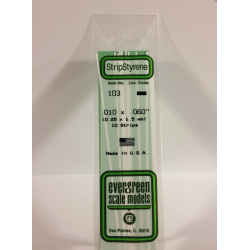 Evergreen EG103 – Bande de polystyrène blanc opaque 0,010" × 0,060"
