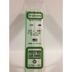 Evergreen EG104 – Bande de polystyrène blanc opaque 0,010" × 0,080"