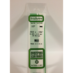 Evergreen EG107 – Bande de polystyrène blanc opaque 0,010" × 0,156"