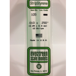 Evergreen EG109 – Bande de polystyrène blanc opaque 0,010" × 0,250"