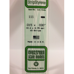 Evergreen EG111 – Bande de polystyrène blanc opaque 0,015" × 0,030"