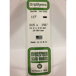 Evergreen EG117 – Bande de polystyrène blanc opaque 0,015" x 0,156"