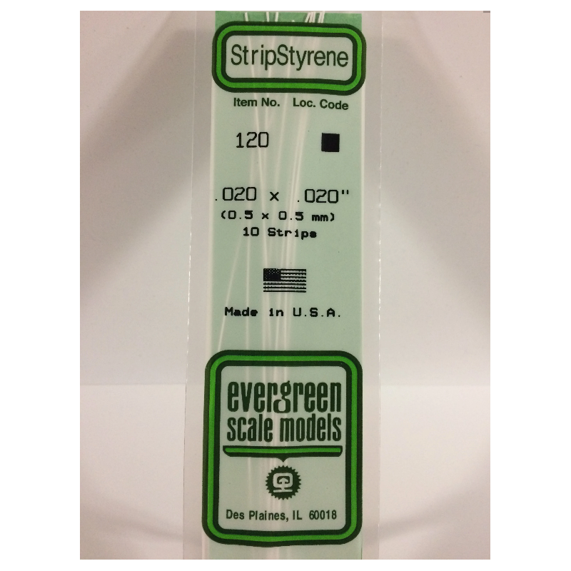 Evergreen EG120 - Bande De Polystyrène Blanc Opaque De 0,020" X 0,020