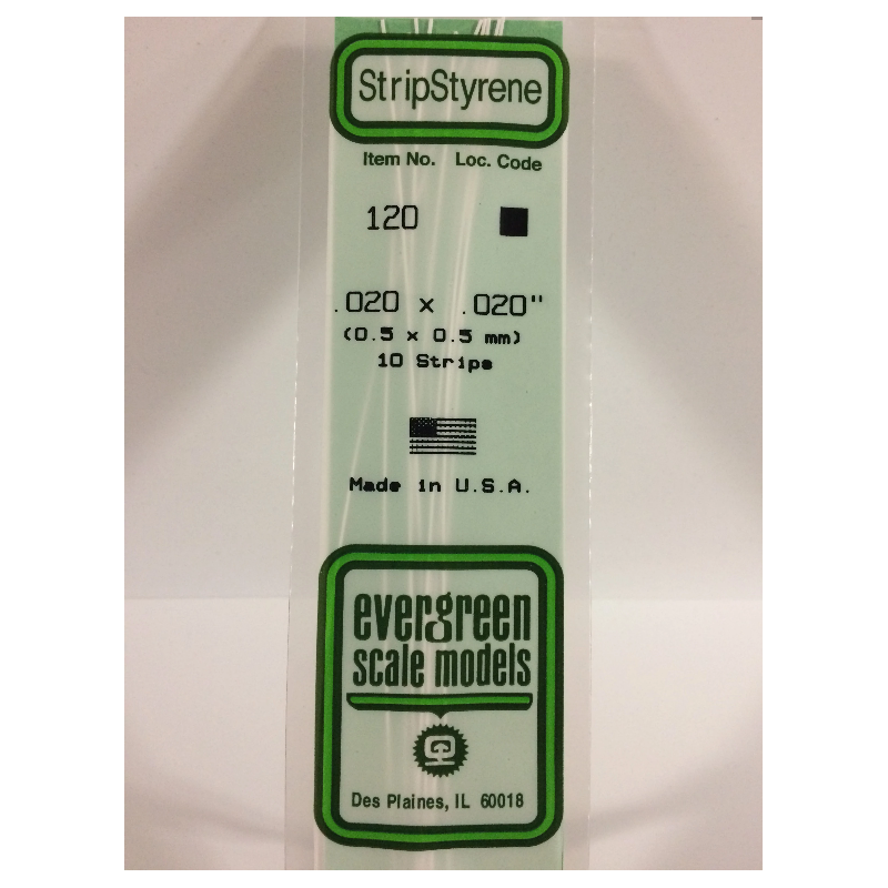 Evergreen EG120 – Bande de polystyrène blanc opaque 0,020" x 0,020"