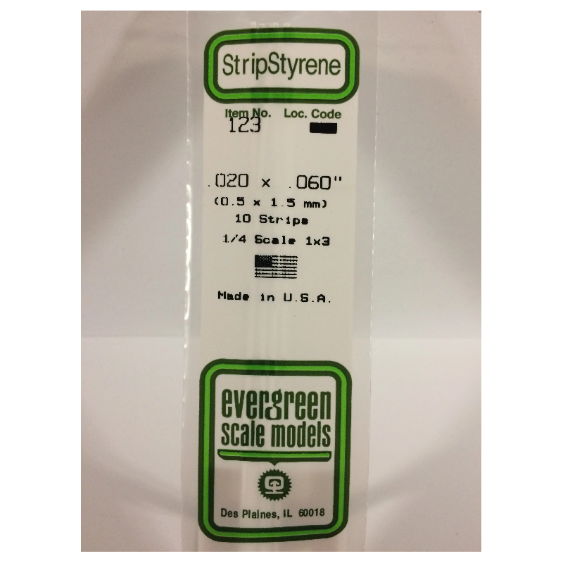 Evergreen EG123 - Bande De Polystyrène Blanc Opaque De 0,020" X 0,060