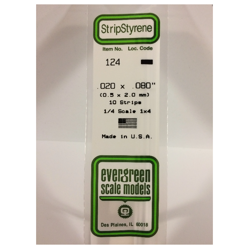 Evergreen EG124 – Bande de polystyrène blanc opaque 0,020" x 0,080"