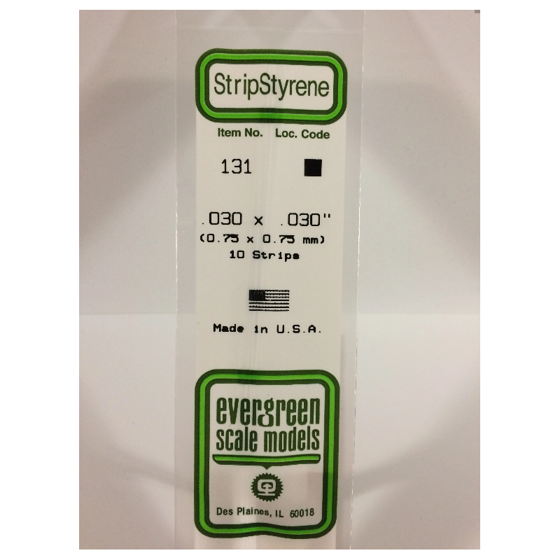 Evergreen EG131 - Bande De Polystyrène Blanc Opaque De 0,030" X 0,030