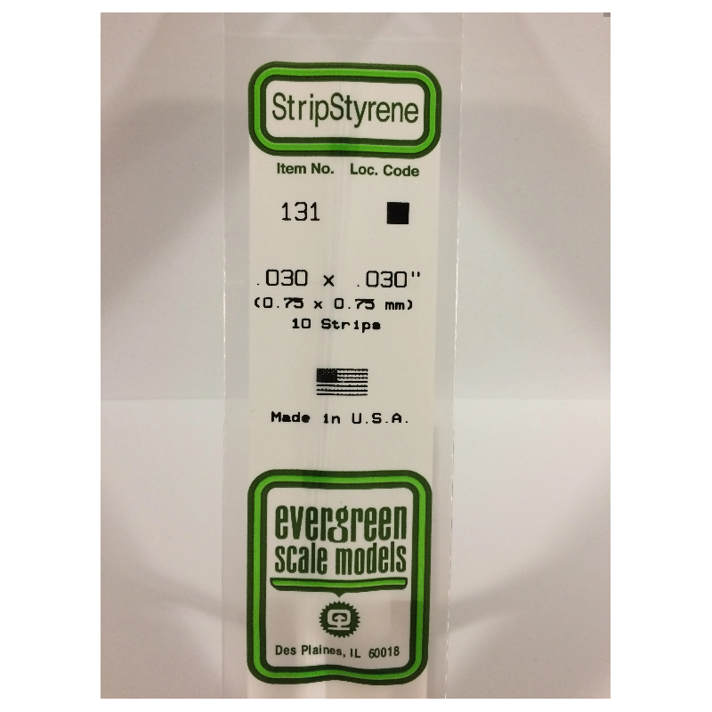 Evergreen EG131 – Bande de polystyrène blanc opaque 0,030" x 0,030"