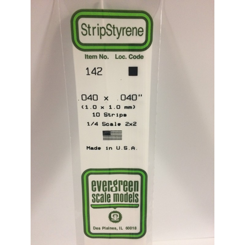 Evergreen EG142 – Bande de polystyrène blanc opaque 0,040" x 0,040"