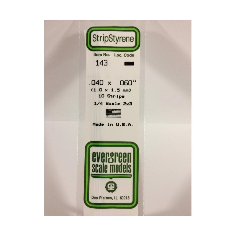Evergreen EG143 – Bande de polystyrène blanc opaque 0,040" x 0,060"
