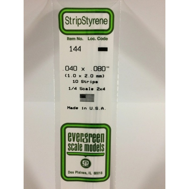 Evergreen EG144 - Bande De Polystyrène Blanc Opaque 0,040" X 0,080