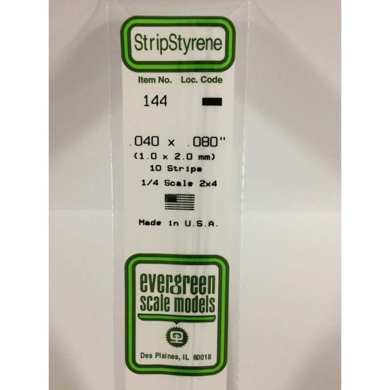 Evergreen EG144 – Bande de polystyrène blanc opaque 0,040" x 0,080"