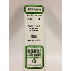 Evergreen EG220 – Tige En Polystyrène Blanc De 0,035" (.88mm) Od