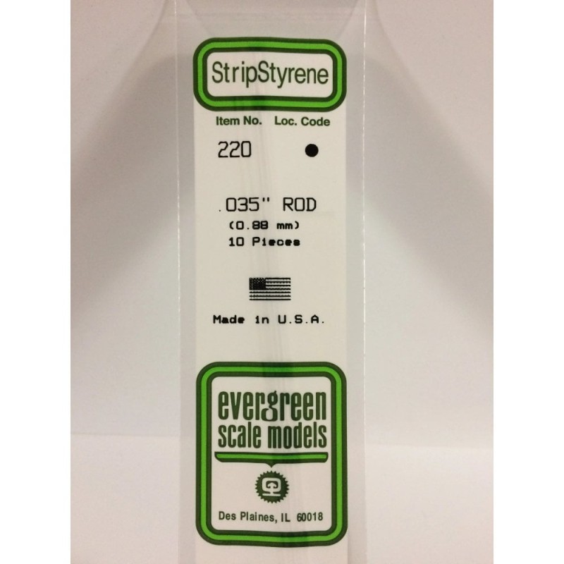 Evergreen EG220 – Tige en polystyrène blanc 0,035" (0,88 mm)