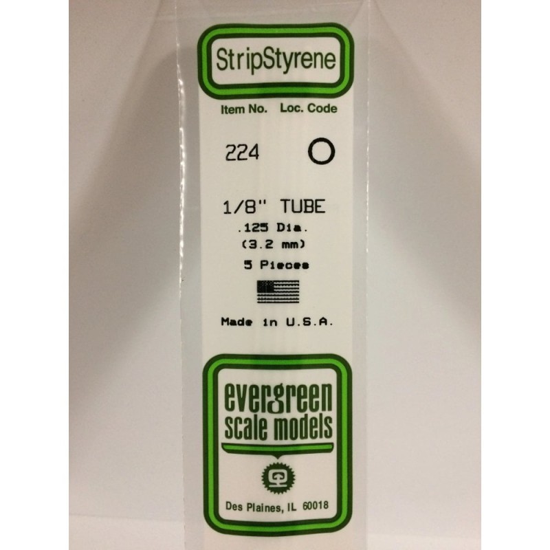 Evergreen EG224 – Tube en polystyrène blanc opaque 0,125" (3,2 mm)