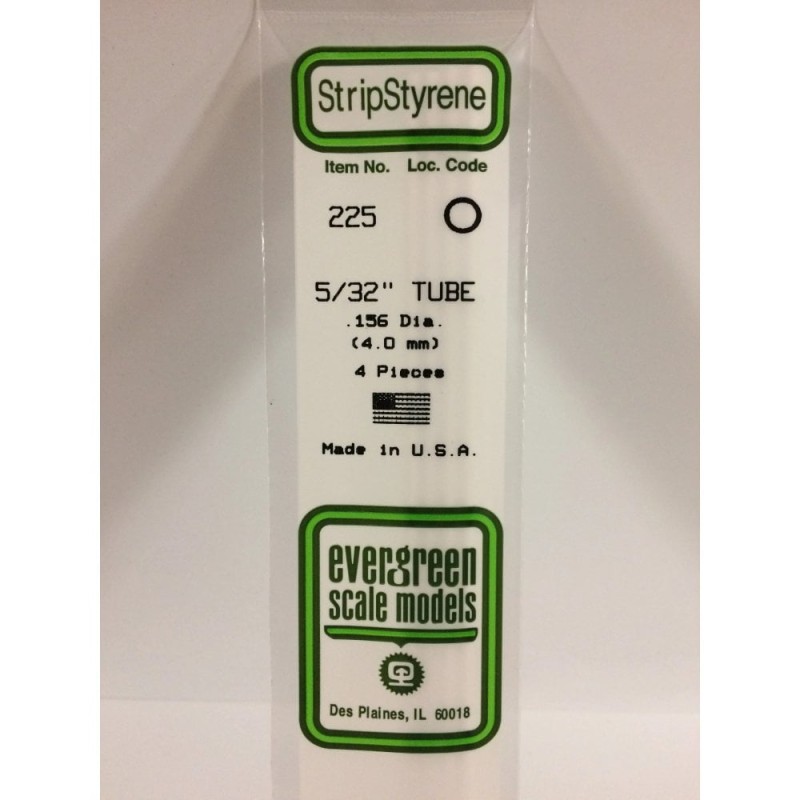 Evergreen EG225 – Tube en polystyrène blanc opaque 0,156" (4,0 mm)