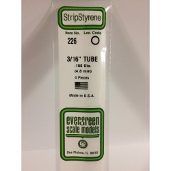 Evergreen EG226 - .188" (4.8mm) Od Tube En Polystyrène Blanc Opaque