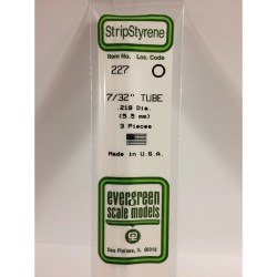 Evergreen EG227 - .219" (5.5mm) Od Tube En Polystyrène Blanc Opaque