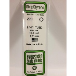 Evergreen EG228 - .250" (6.3mm) Od Tube En Polystyrène Blanc Opaque
