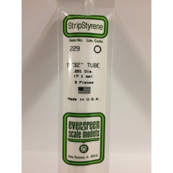 Evergreen EG229 - .281" (7.1mm) Od Tube En Polystyrène Blanc Opaque