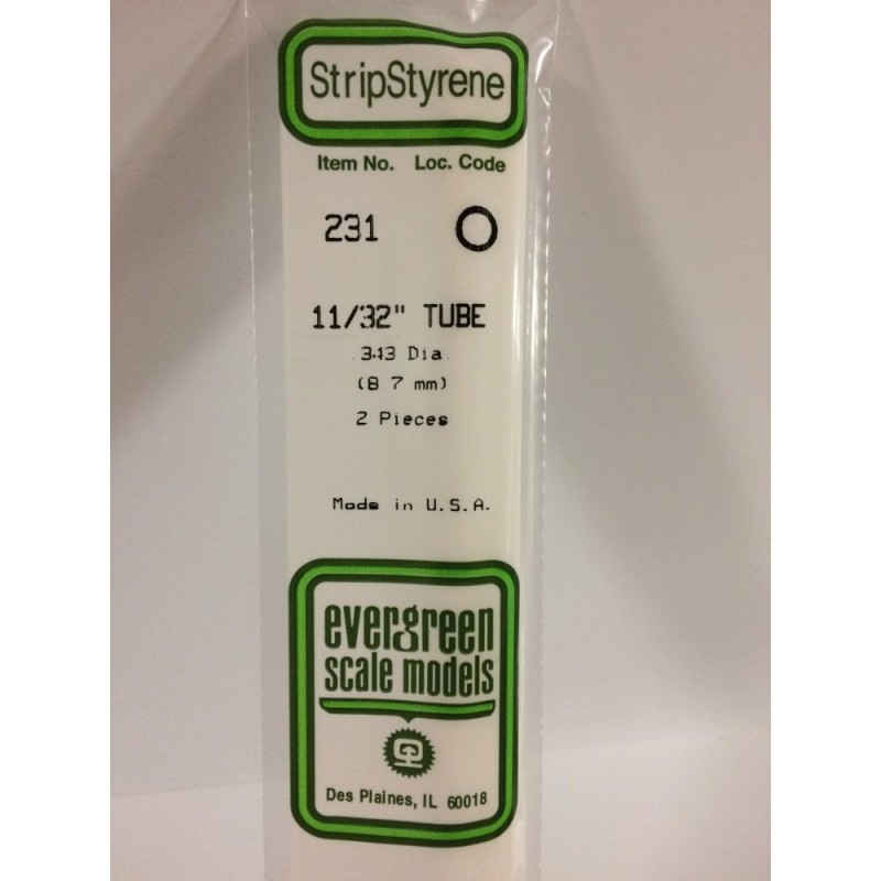 Evergreen EG231 – Tube en polystyrène blanc 0,312" (7,9 mm)