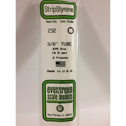 Evergreen EG232 - .375" (9.5mm) Od Tube En Polystyrène Blanc Opaque