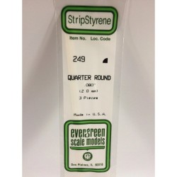 Evergreen EG249 - .080" (2.0mm) Polystyrène Blanc Opaque Quartier Rond