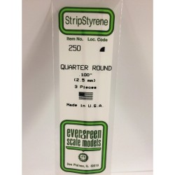 Evergreen EG250 - .100" (2.5mm) Polystyrène Opaque Blanc Quartier Rond
