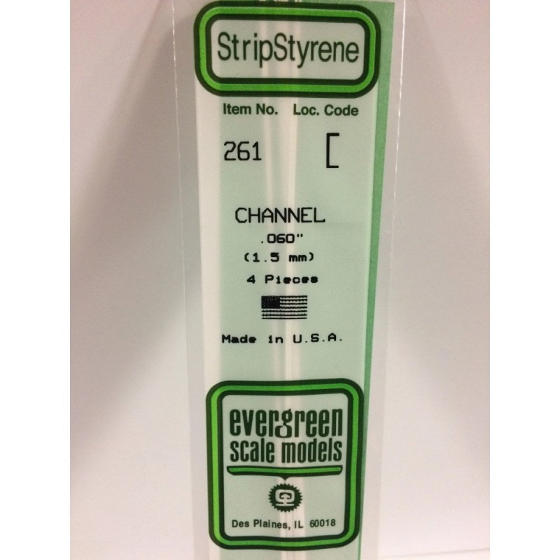 Evergreen EG261 – Canal en polystyrène blanc opaque Ø 1,5 mm (0.060")
