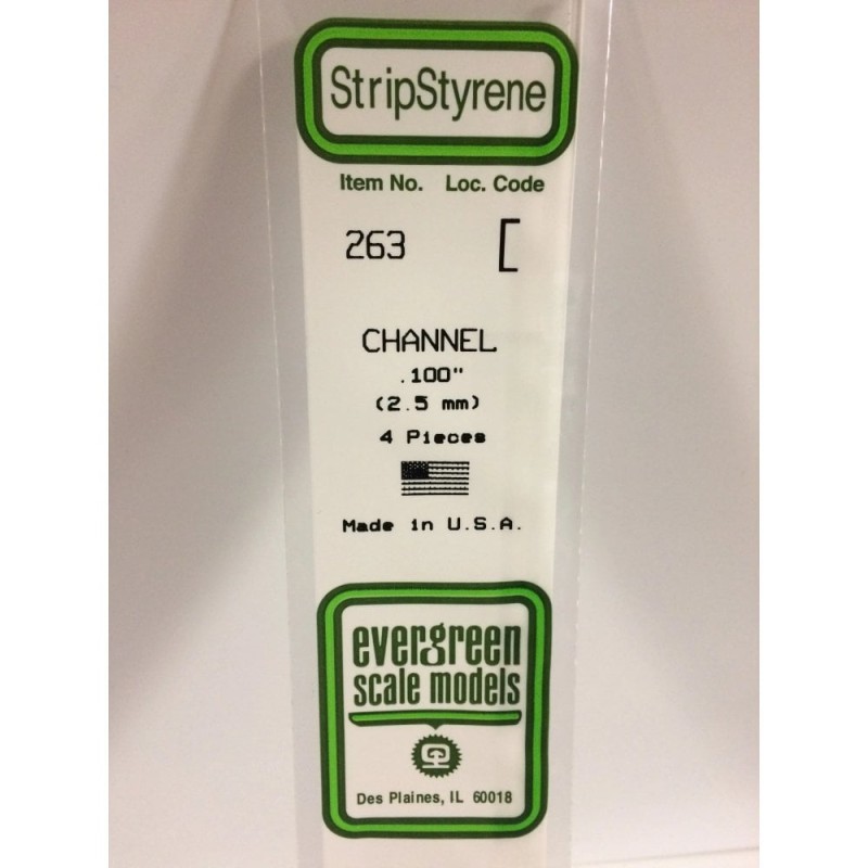 Evergreen EG263 – Canal en polystyrène blanc opaque Ø 2,5 mm (0.100")