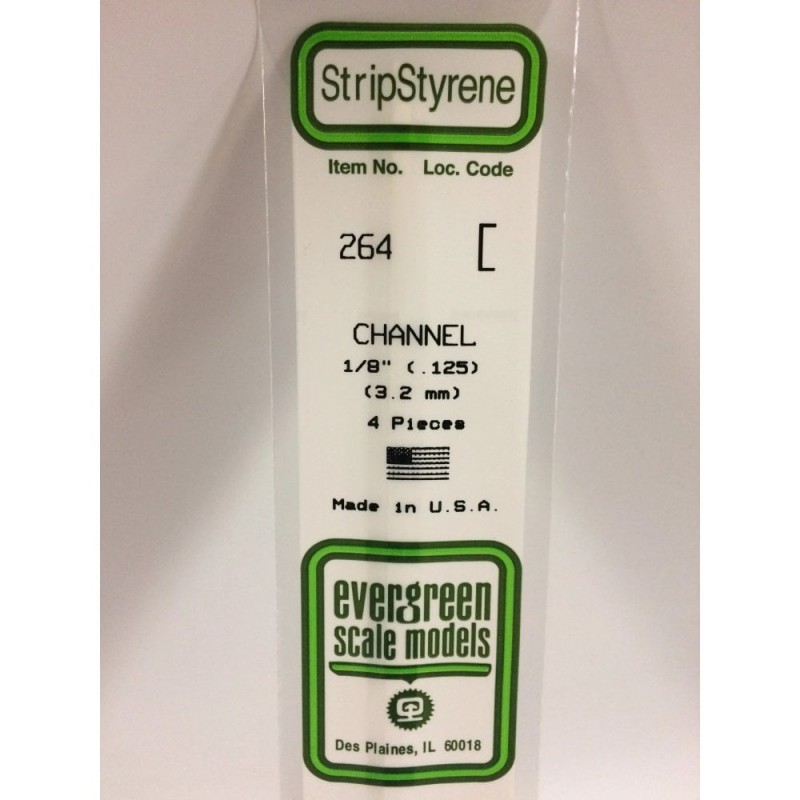 Evergreen EG264 – Canal en polystyrène blanc opaque Ø 3,2 mm (0.125")