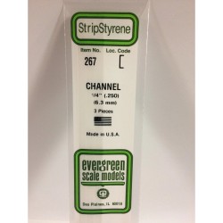 Evergreen EG267 - .250" (6.3mm) Canal En Polystyrène Blanc Opaque