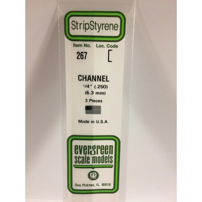 Evergreen EG267 – Canal en polystyrène blanc opaque Ø 6,3 mm (0.250")
