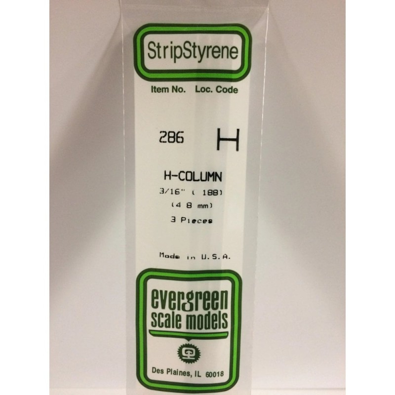 Evergreen EG286 – Colonne en H en polystyrène blanc opaque 4,8 mm