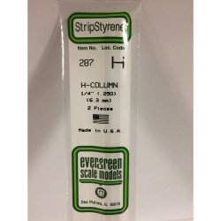 Evergreen EG287 - .250" (6.3mm) Polystyrène Blanc Opaque H - Colonne