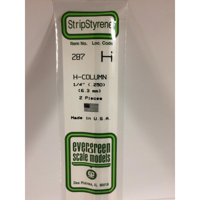 Evergreen EG287 – Colonne en H en polystyrène blanc opaque 6,3 mm