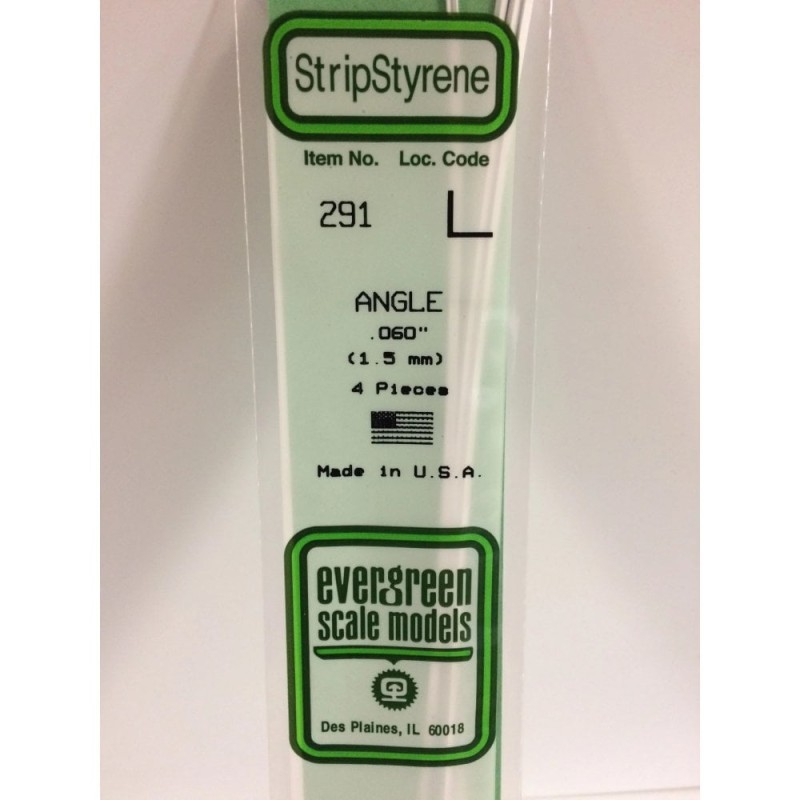 Evergreen EG291 – Cornière en polystyrène blanc opaque 1,5 mm