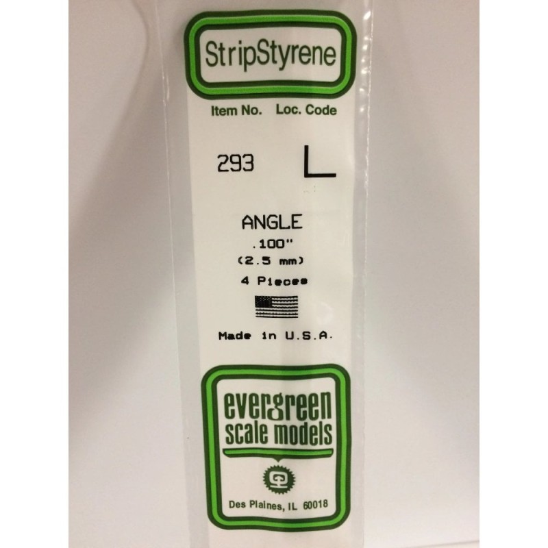 Evergreen EG293 – Cornière en polystyrène blanc opaque 2,5 mm