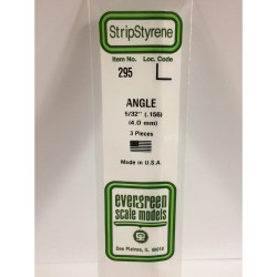 Evergreen EG295 - .156" (4.0mm) Angle En Polystyrène Blanc Opaque