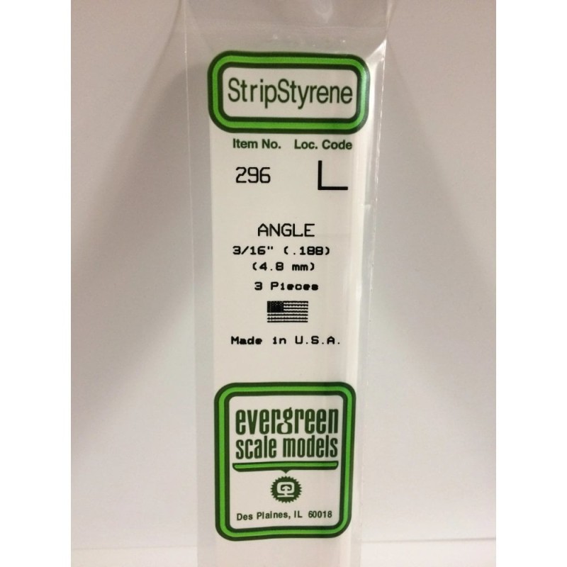 Evergreen EG296 – Cornière en polystyrène blanc opaque 4,8 mm