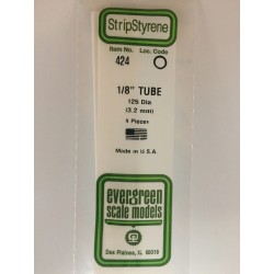 Evergreen EG424 - .125" (3.2mm) Od X 24" (60cm) Tube En Polystyrène Blanc Opaque